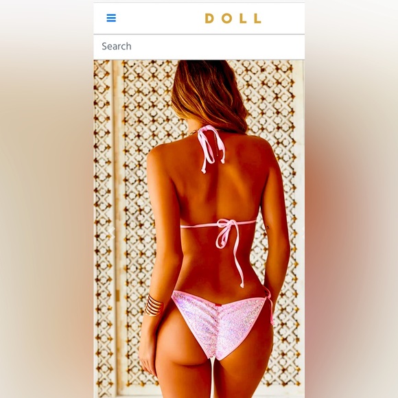 DOLL Swimwear Cotton Candy Sequin Scrunch Side Tie Bikini - Picture 2 of 6